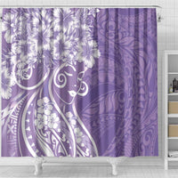 Polynesian Women's Day Shower Curtain Purple Hibiscus Flowers With Polynesian Pattern LT05 - Polynesian Pride