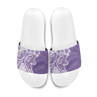 Polynesian Women's Day Slide Sandals Purple Hibiscus Flowers With Polynesian Pattern LT05 Purple - Polynesian Pride