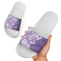Polynesian Women's Day Slide Sandals Purple Hibiscus Flowers With Polynesian Pattern LT05 - Polynesian Pride