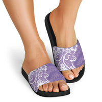 Polynesian Women's Day Slide Sandals Purple Hibiscus Flowers With Polynesian Pattern LT05 - Polynesian Pride