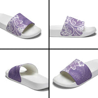 Polynesian Women's Day Slide Sandals Purple Hibiscus Flowers With Polynesian Pattern LT05 - Polynesian Pride