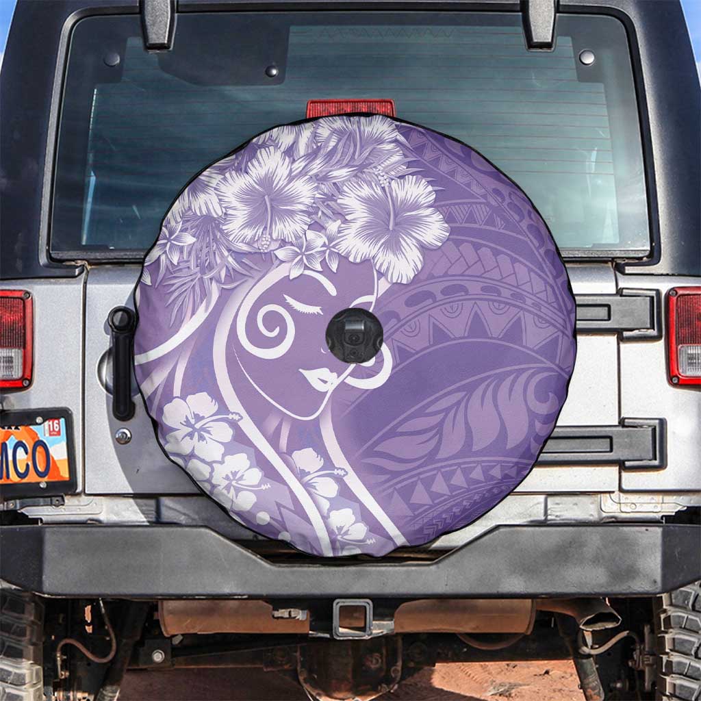 Polynesian Women's Day Spare Tire Cover Purple Hibiscus Flowers With Polynesian Pattern LT05 Purple - Polynesian Pride