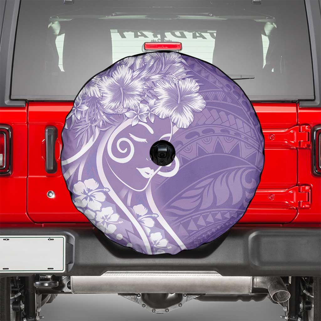 Polynesian Women's Day Spare Tire Cover Purple Hibiscus Flowers With Polynesian Pattern LT05 - Polynesian Pride
