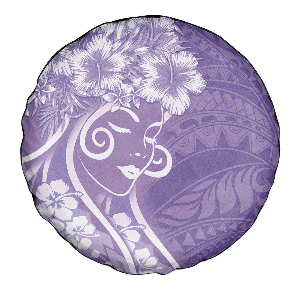 Polynesian Women's Day Spare Tire Cover Purple Hibiscus Flowers With Polynesian Pattern LT05 - Polynesian Pride