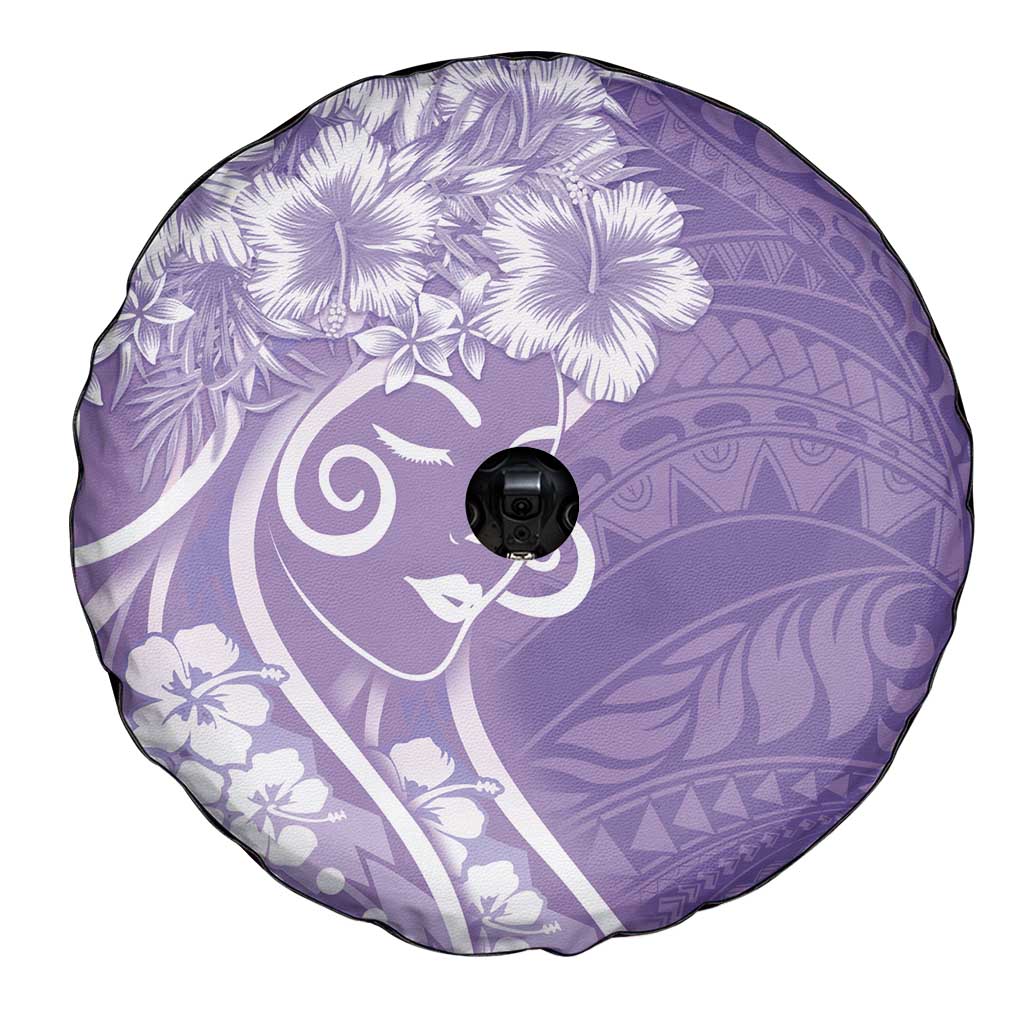 Polynesian Women's Day Spare Tire Cover Purple Hibiscus Flowers With Polynesian Pattern LT05 - Polynesian Pride