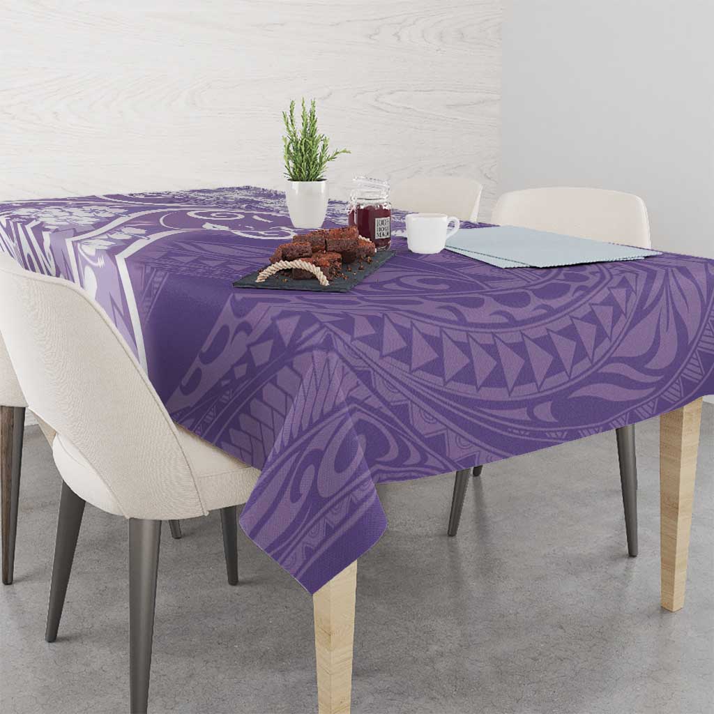 Polynesian Women's Day Tablecloth Purple Hibiscus Flowers With Polynesian Pattern LT05 - Polynesian Pride