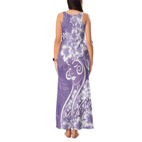 Polynesian Women's Day Tank Maxi Dress Purple Hibiscus Flowers With Polynesian Pattern LT05 - Polynesian Pride