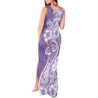 Polynesian Women's Day Tank Maxi Dress Purple Hibiscus Flowers With Polynesian Pattern LT05 - Polynesian Pride