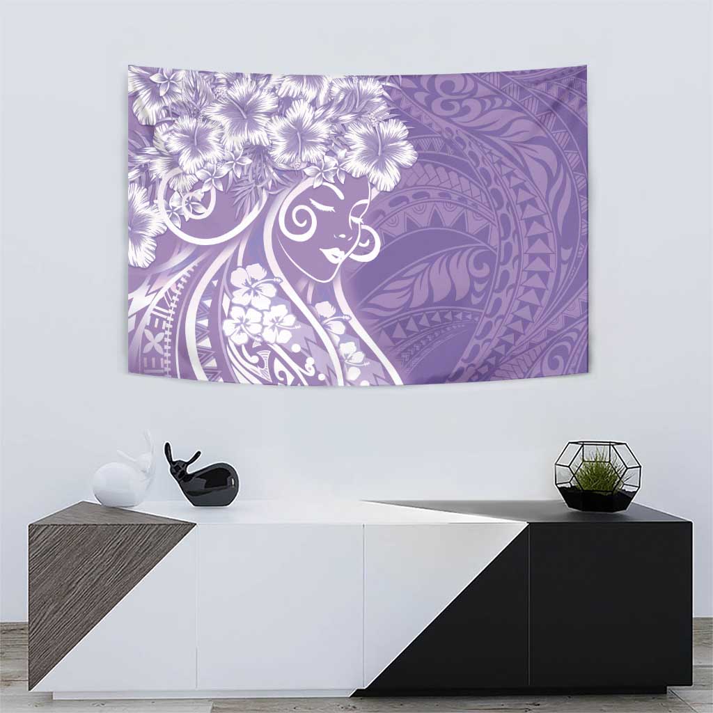 Polynesian Women's Day Tapestry Purple Hibiscus Flowers With Polynesian Pattern LT05 - Polynesian Pride