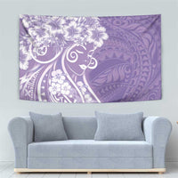 Polynesian Women's Day Tapestry Purple Hibiscus Flowers With Polynesian Pattern LT05 - Polynesian Pride