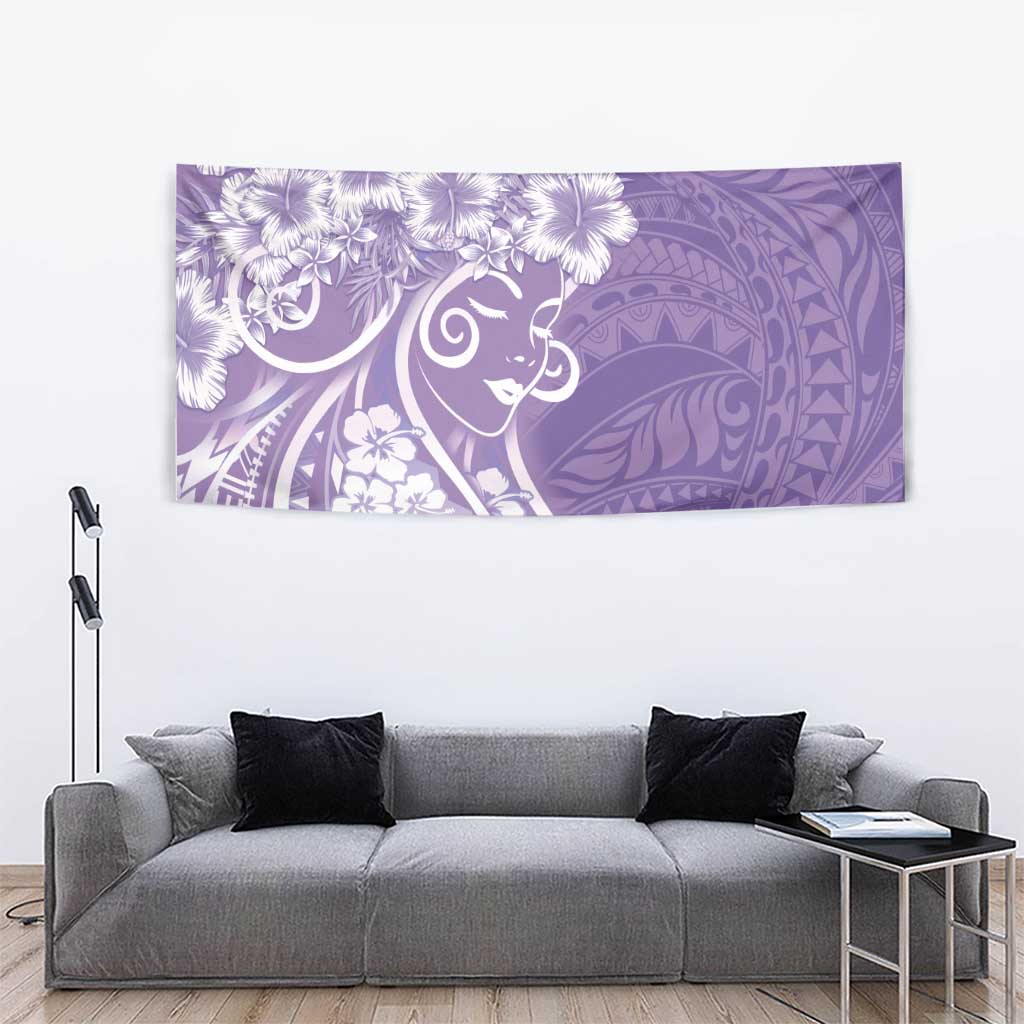 Polynesian Women's Day Tapestry Purple Hibiscus Flowers With Polynesian Pattern LT05 - Polynesian Pride