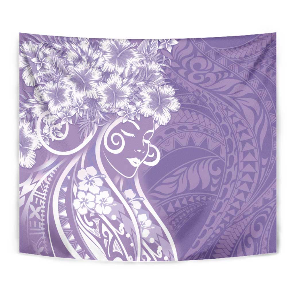 Polynesian Women's Day Tapestry Purple Hibiscus Flowers With Polynesian Pattern LT05 - Polynesian Pride