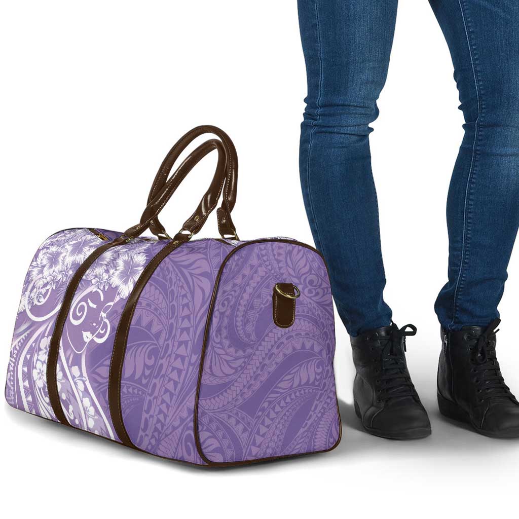 Polynesian Women's Day Travel Bag Purple Hibiscus Flowers With Polynesian Pattern LT05 - Polynesian Pride