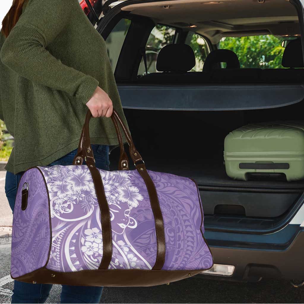 Polynesian Women's Day Travel Bag Purple Hibiscus Flowers With Polynesian Pattern LT05 - Polynesian Pride