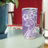 Polynesian Women's Day Tumbler Cup Purple Hibiscus Flowers With Polynesian Pattern LT05 - Polynesian Pride