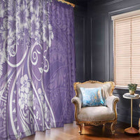 Polynesian Women's Day Window Curtain Purple Hibiscus Flowers With Polynesian Pattern LT05 - Polynesian Pride