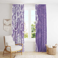 Polynesian Women's Day Window Curtain Purple Hibiscus Flowers With Polynesian Pattern LT05 - Polynesian Pride