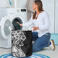 Polynesian Women's Day Laundry Basket Black Hibiscus Flowers With Polynesian Pattern LT05 - Polynesian Pride