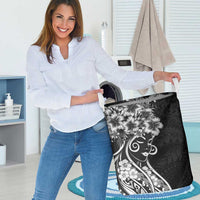 Polynesian Women's Day Laundry Basket Black Hibiscus Flowers With Polynesian Pattern LT05 - Polynesian Pride