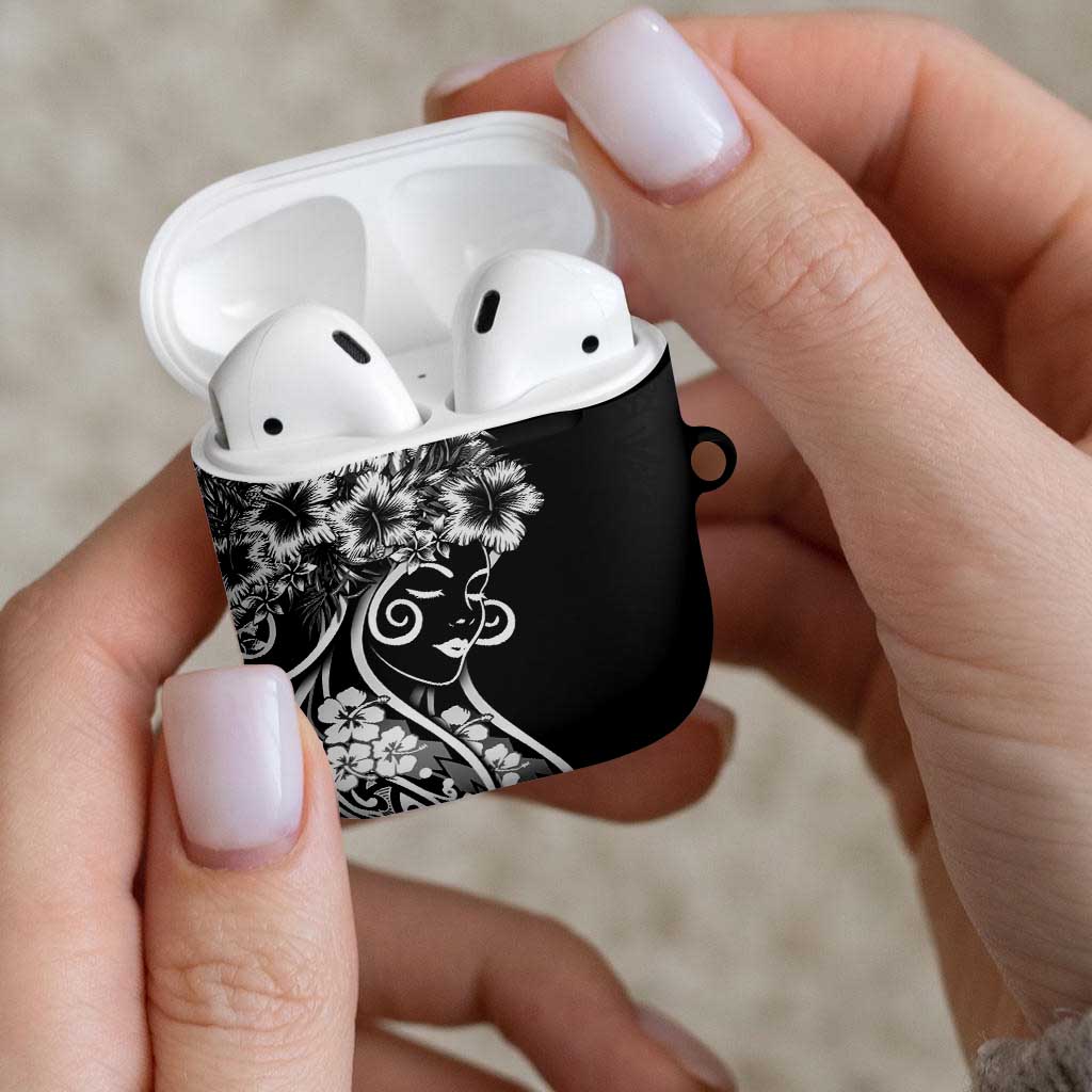 Polynesian Women's Day AirPods Case Black Hibiscus Flowers With Polynesian Pattern LT05 - Polynesian Pride