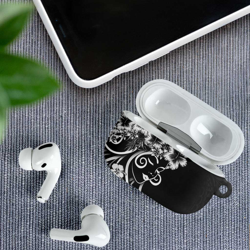 Polynesian Women's Day AirPods Case Black Hibiscus Flowers With Polynesian Pattern LT05 - Polynesian Pride