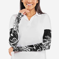 Polynesian Women's Day Arm Sleeves Black Hibiscus Flowers With Polynesian Pattern LT05 - Polynesian Pride