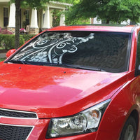 Polynesian Women's Day Auto Sun Shade Black Hibiscus Flowers With Polynesian Pattern LT05 - Polynesian Pride