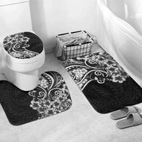 Polynesian Women's Day Bathroom Set Black Hibiscus Flowers With Polynesian Pattern LT05 Mat Set Only (3 pcs) One Size Black - Polynesian Pride