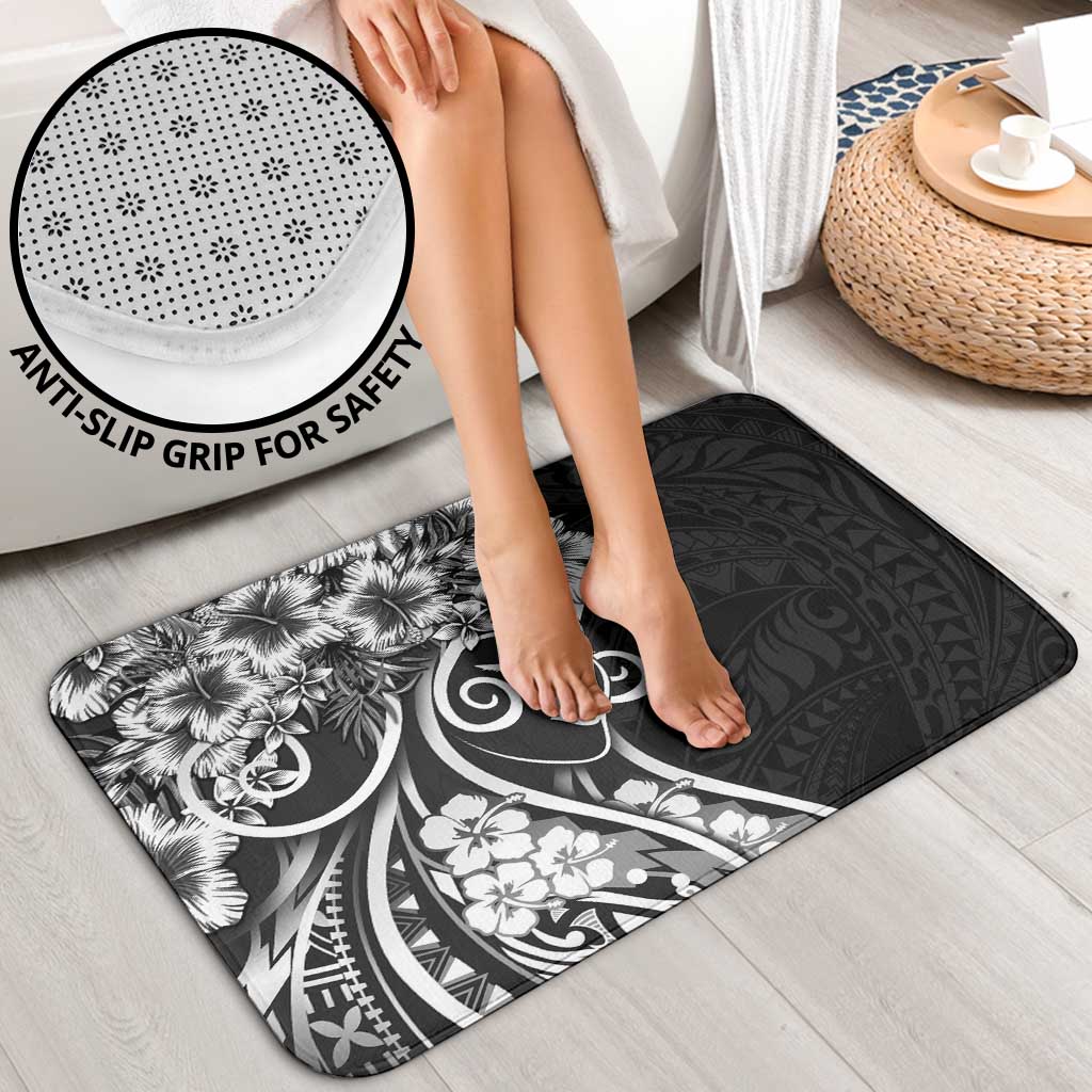 Polynesian Women's Day Bathroom Set Black Hibiscus Flowers With Polynesian Pattern LT05 - Polynesian Pride