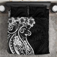 Polynesian Women's Day Bedding Set Black Hibiscus Flowers With Polynesian Pattern LT05 Black - Polynesian Pride