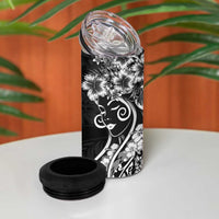 Polynesian Women's Day 4 in 1 Can Cooler Tumbler Black Hibiscus Flowers With Polynesian Pattern LT05 - Polynesian Pride