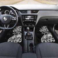 Polynesian Women's Day Car Mats Black Hibiscus Flowers With Polynesian Pattern LT05 Set 2pcs - Front Black - Polynesian Pride