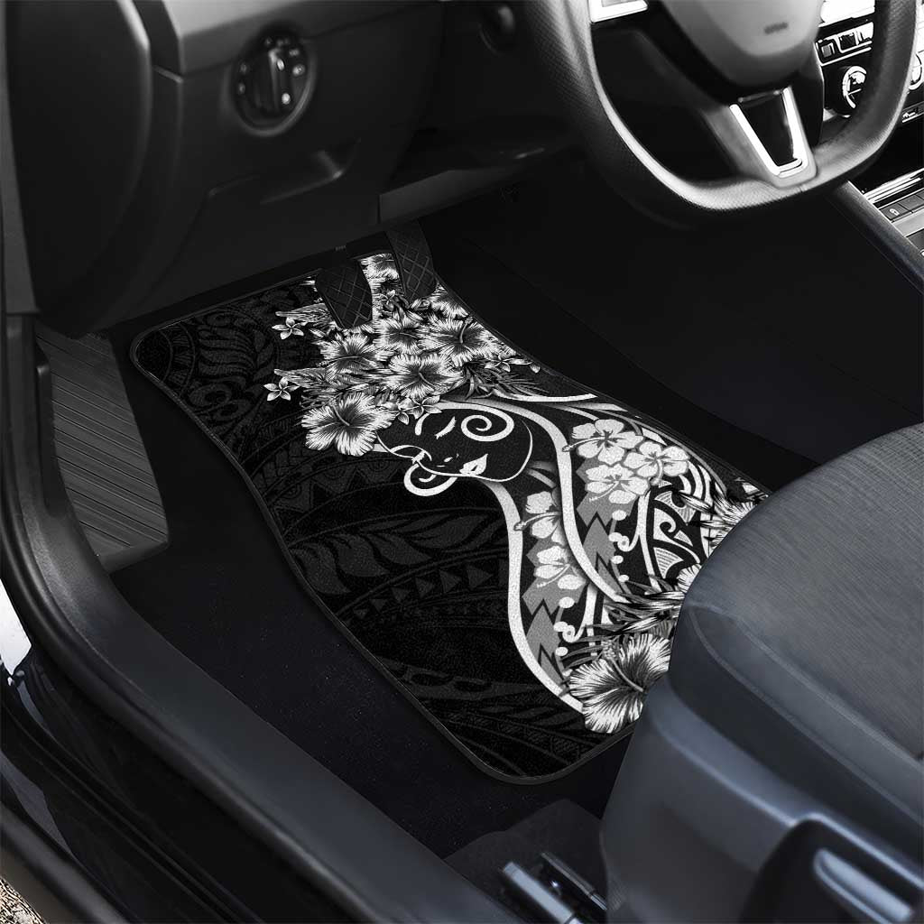 Polynesian Women's Day Car Mats Black Hibiscus Flowers With Polynesian Pattern LT05 - Polynesian Pride