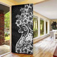 Polynesian Women's Day Door Cover Black Hibiscus Flowers With Polynesian Pattern LT05 - Polynesian Pride