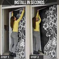 Polynesian Women's Day Door Cover Black Hibiscus Flowers With Polynesian Pattern LT05 - Polynesian Pride