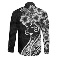 Polynesian Women's Day Family Matching Tank Maxi Dress and Hawaiian Shirt Black Hibiscus Flowers With Polynesian Pattern