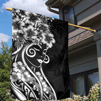 Polynesian Women's Day Garden Flag Black Hibiscus Flowers With Polynesian Pattern LT05 - Polynesian Pride