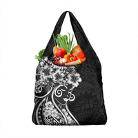 Polynesian Women's Day Grocery Bag Black Hibiscus Flowers With Polynesian Pattern LT05 1-pack One Size Black - Polynesian Pride