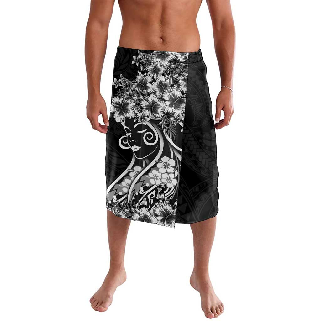 Polynesian Women's Day Lavalava Black Hibiscus Flowers With Polynesian Pattern LT05 Black - Polynesian Pride