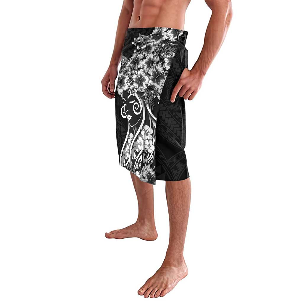 Polynesian Women's Day Lavalava Black Hibiscus Flowers With Polynesian Pattern LT05 - Polynesian Pride
