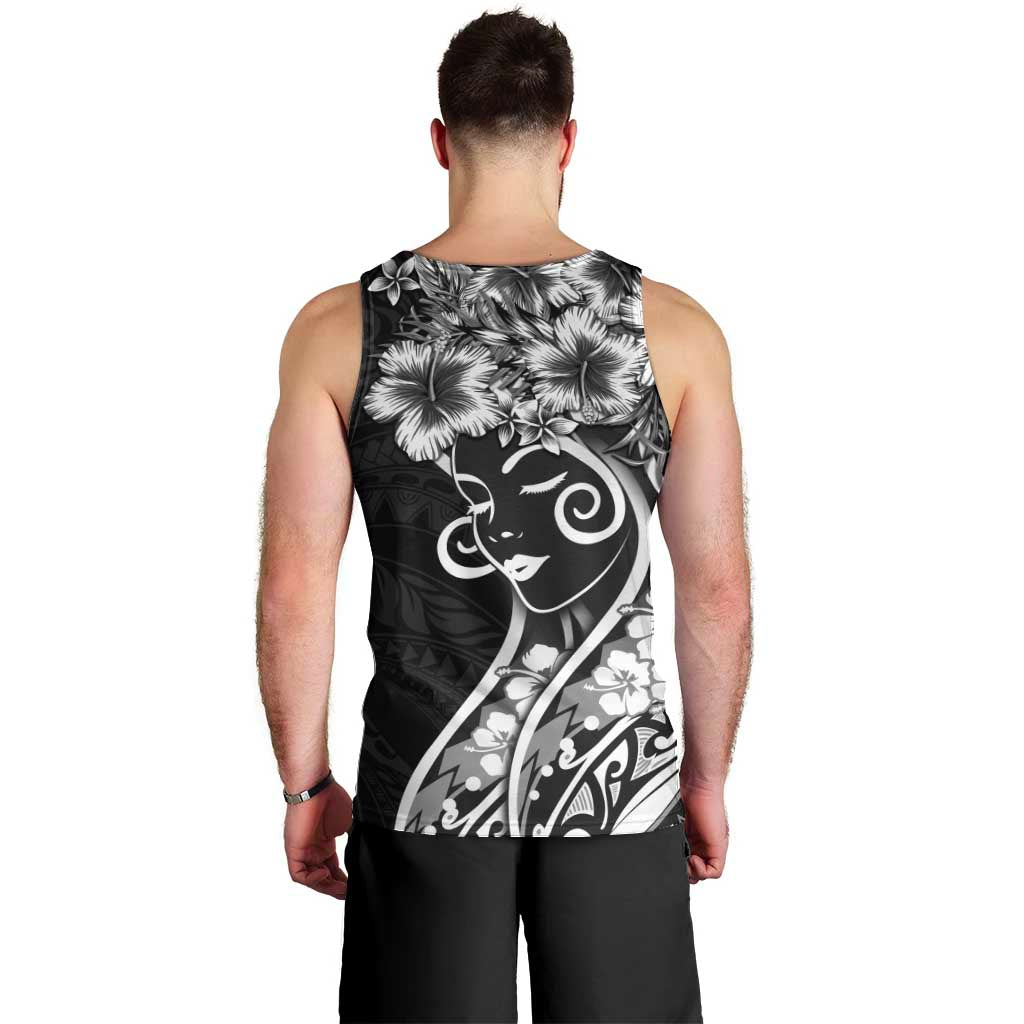 Polynesian Women's Day Men Tank Top Black Hibiscus Flowers With Polynesian Pattern LT05 - Polynesian Pride