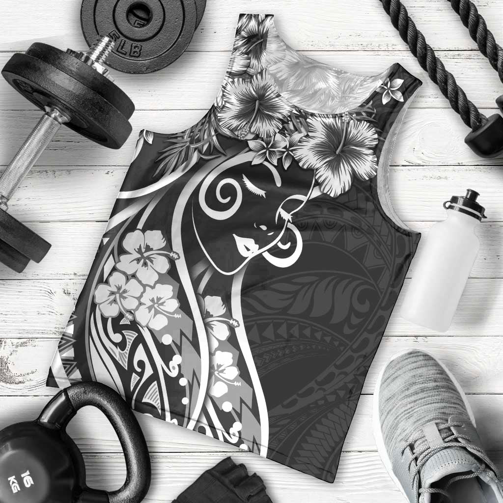 Polynesian Women's Day Men Tank Top Black Hibiscus Flowers With Polynesian Pattern LT05 - Polynesian Pride