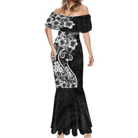 Polynesian Women's Day Mermaid Dress Black Hibiscus Flowers With Polynesian Pattern LT05 - Polynesian Pride