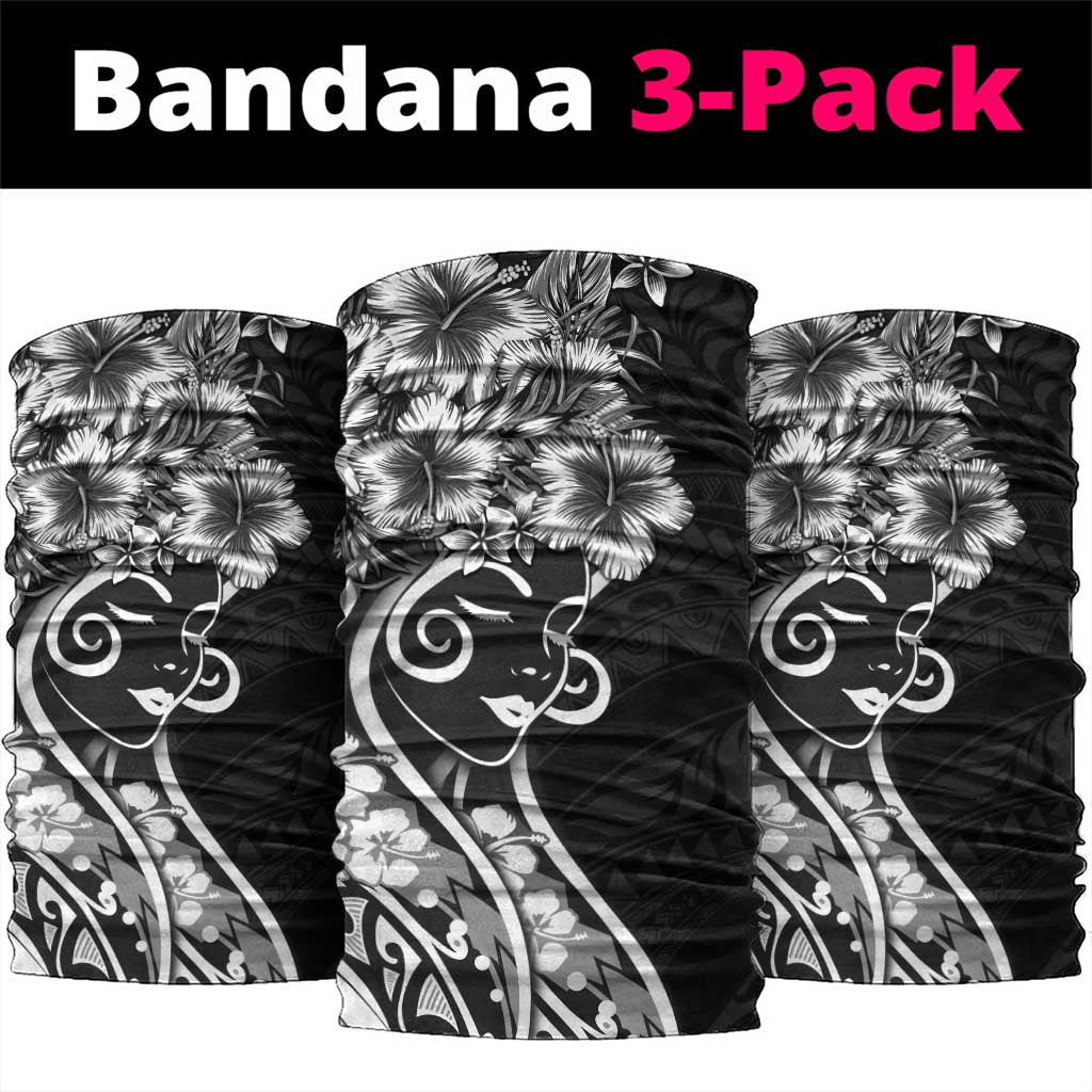 Polynesian Women's Day Neck Gaiter Black Hibiscus Flowers With Polynesian Pattern LT05 package One Size: 25*50cm Black - Polynesian Pride