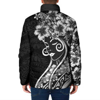 Polynesian Women's Day Padded Jacket Black Hibiscus Flowers With Polynesian Pattern LT05 - Polynesian Pride