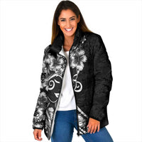 Polynesian Women's Day Padded Jacket Black Hibiscus Flowers With Polynesian Pattern LT05 Women Black - Polynesian Pride
