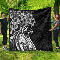 Polynesian Women's Day Quilt Black Hibiscus Flowers With Polynesian Pattern LT05 - Polynesian Pride