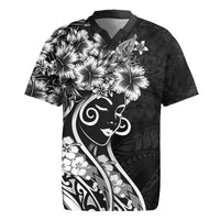 Polynesian Women's Day Rugby Jersey Black Hibiscus Flowers With Polynesian Pattern LT05 Black - Polynesian Pride