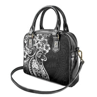 Polynesian Women's Day Shoulder Handbag Black Hibiscus Flowers With Polynesian Pattern LT05 - Polynesian Pride