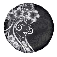 Polynesian Women's Day Spare Tire Cover Black Hibiscus Flowers With Polynesian Pattern LT05 - Polynesian Pride